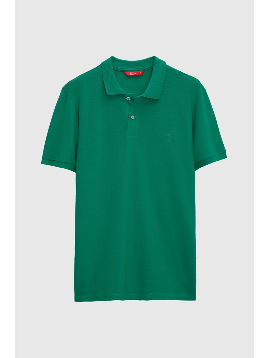 Regular Fit Yeşil %100 Pamuklu Uzun Ömürlü Kıvrılmaz Polo Yaka Nakışlı T-Shirt-4