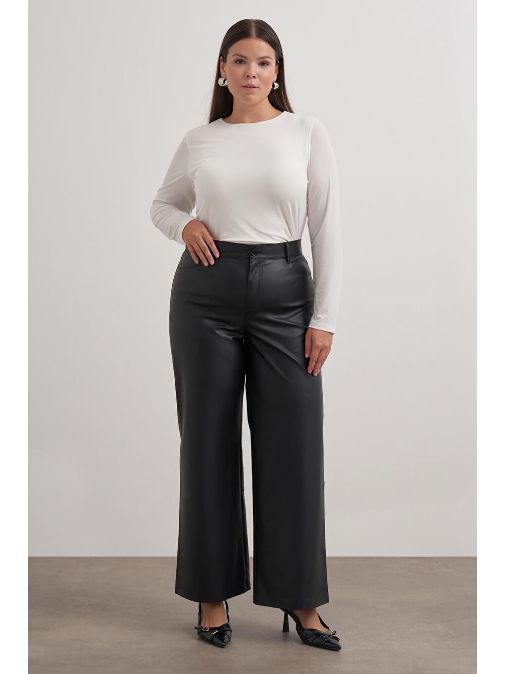 Siyah Suni Deri Pantolon