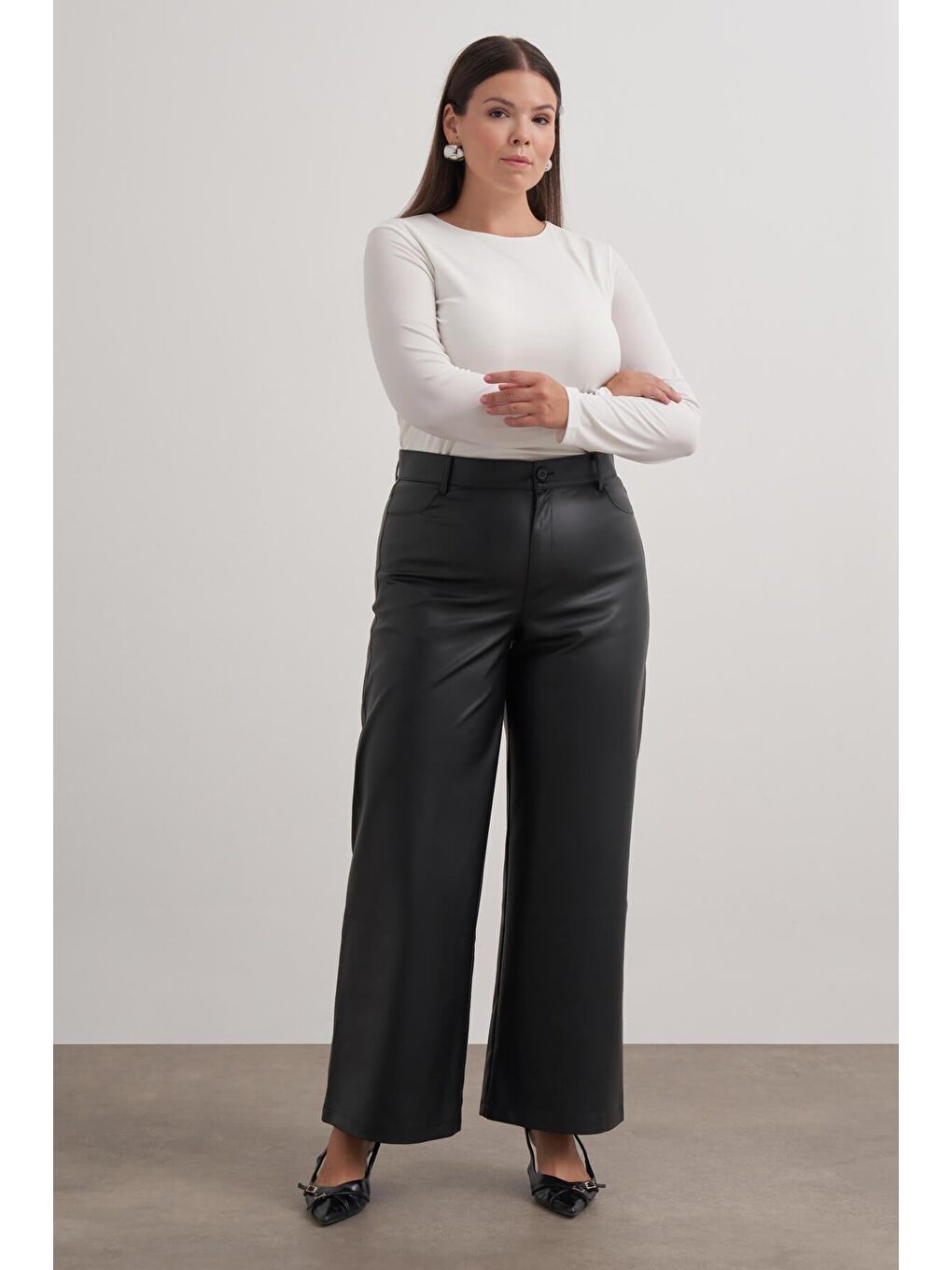 Siyah Suni Deri Pantolon-2