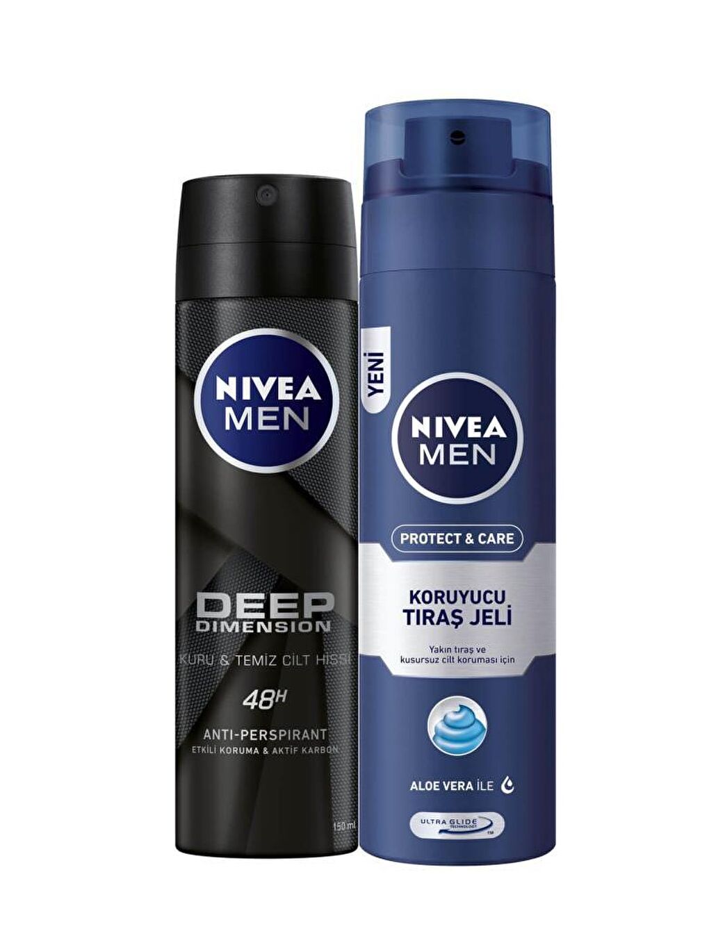 NIVEA Şeffaf Deep Erkek Deosprey 150 ml + Tıraş Jeli Koruyucu Ve Bakım İçin 200 ml