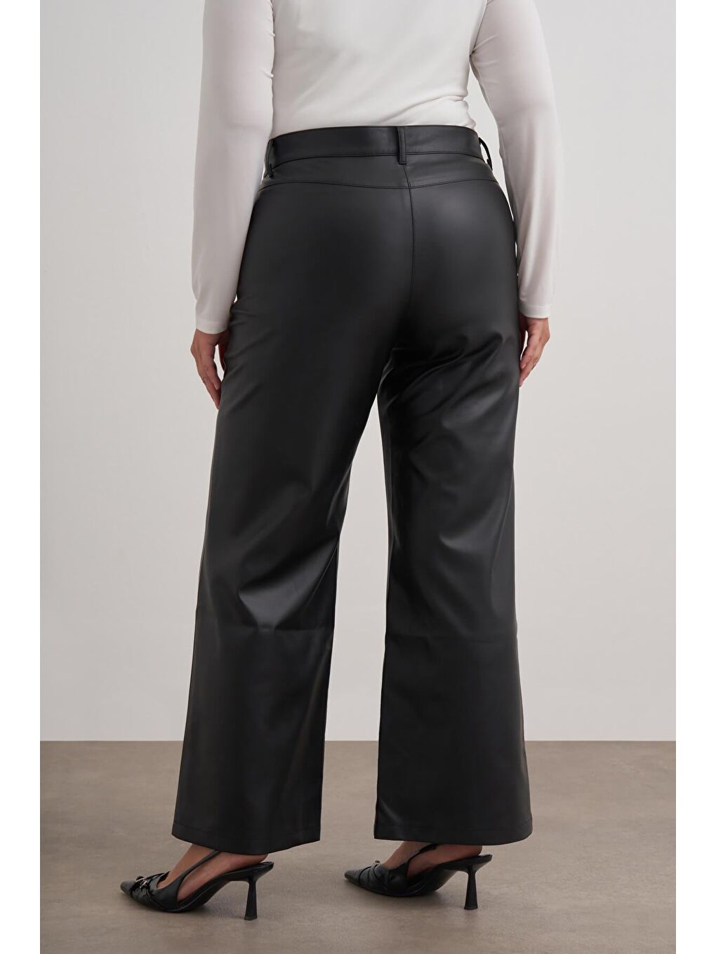 Siyah Suni Deri Pantolon-5
