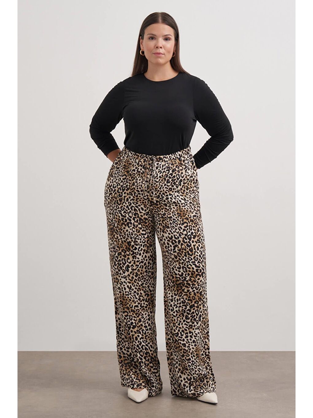Mylinemoda Kahverengi Beli Lastikli Leopar Desenli Pantolon - 2