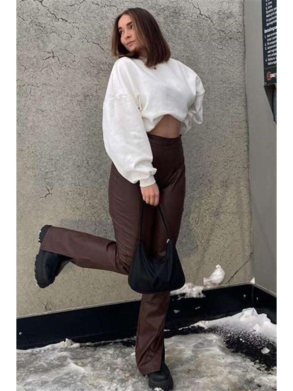 Ekru Bisiklet Yaka Basic Sweatshirt Mg1559-6