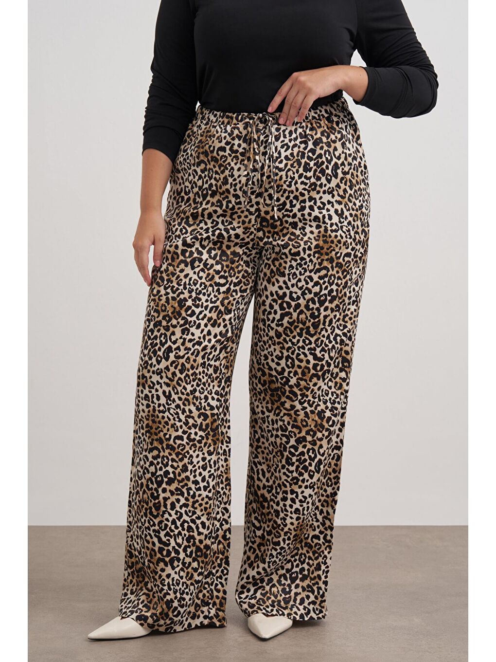 Mylinemoda Kahverengi Beli Lastikli Leopar Desenli Pantolon - 3