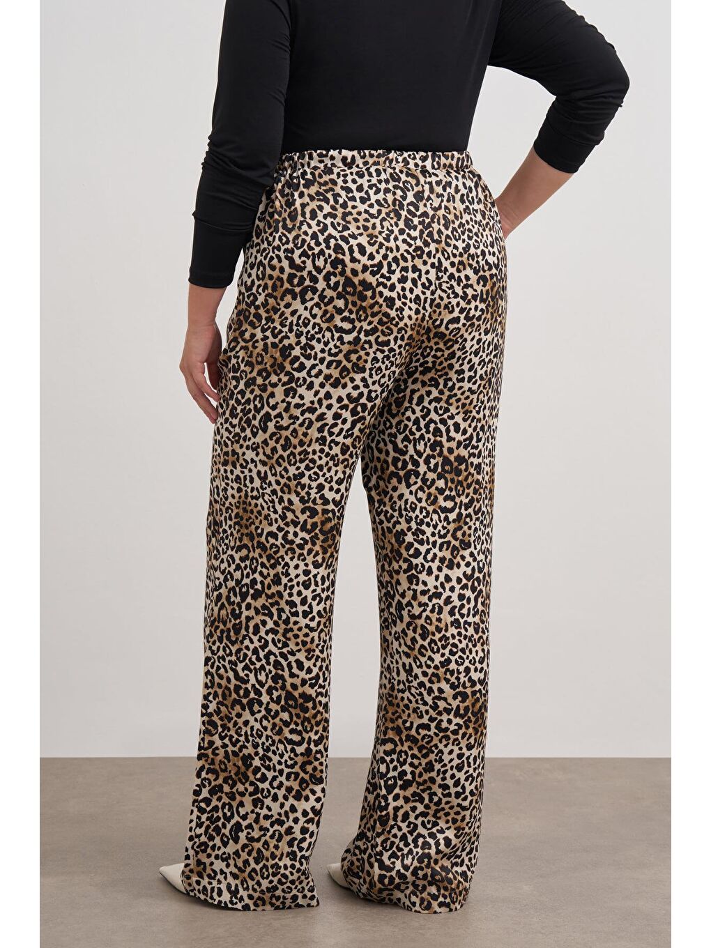 Mylinemoda Kahverengi Beli Lastikli Leopar Desenli Pantolon - 5