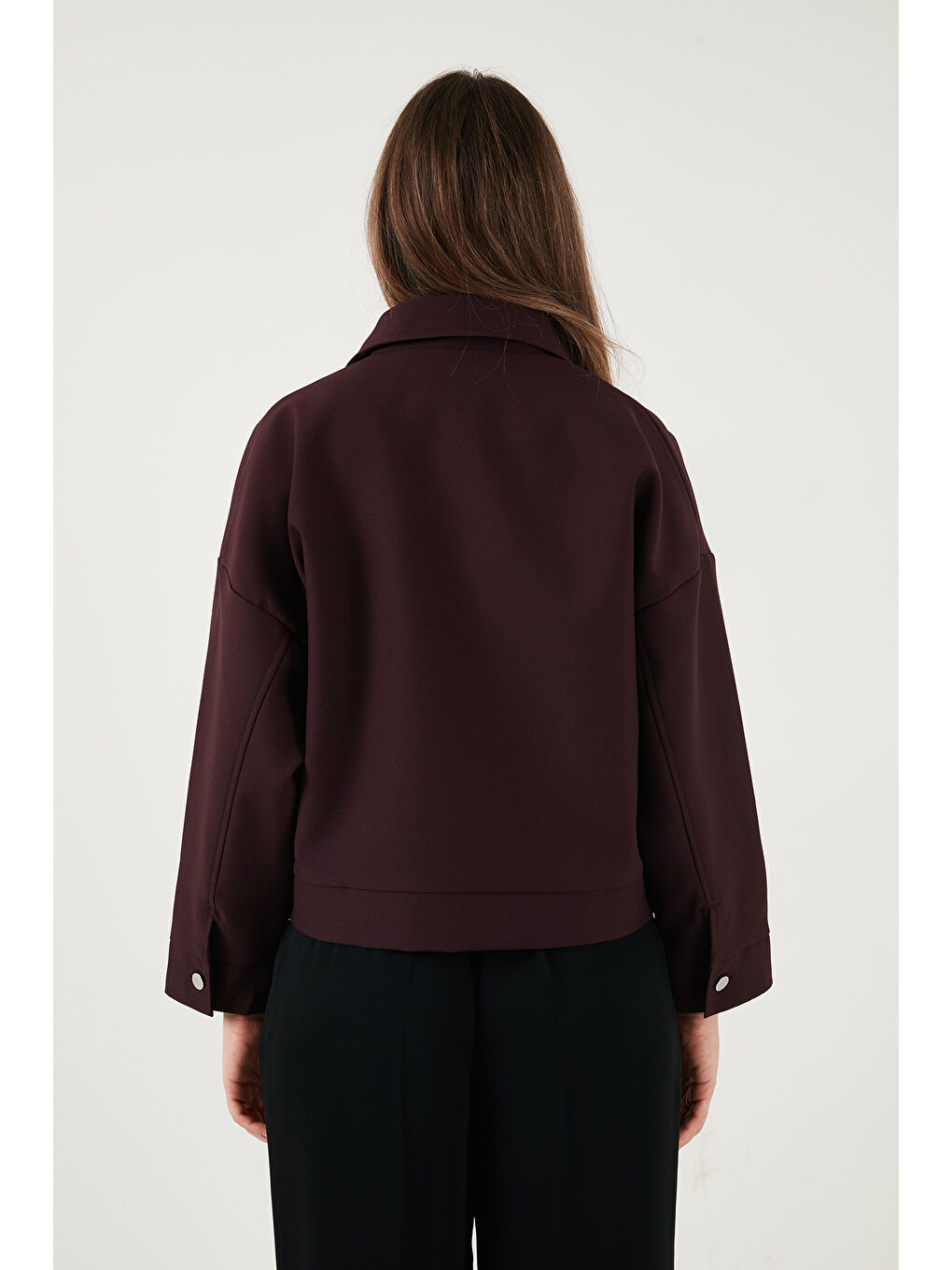 Mürdüm Regular Fit Klasik Yaka Astarlı Cep Detaylı Kadın Ceket 6927670-6