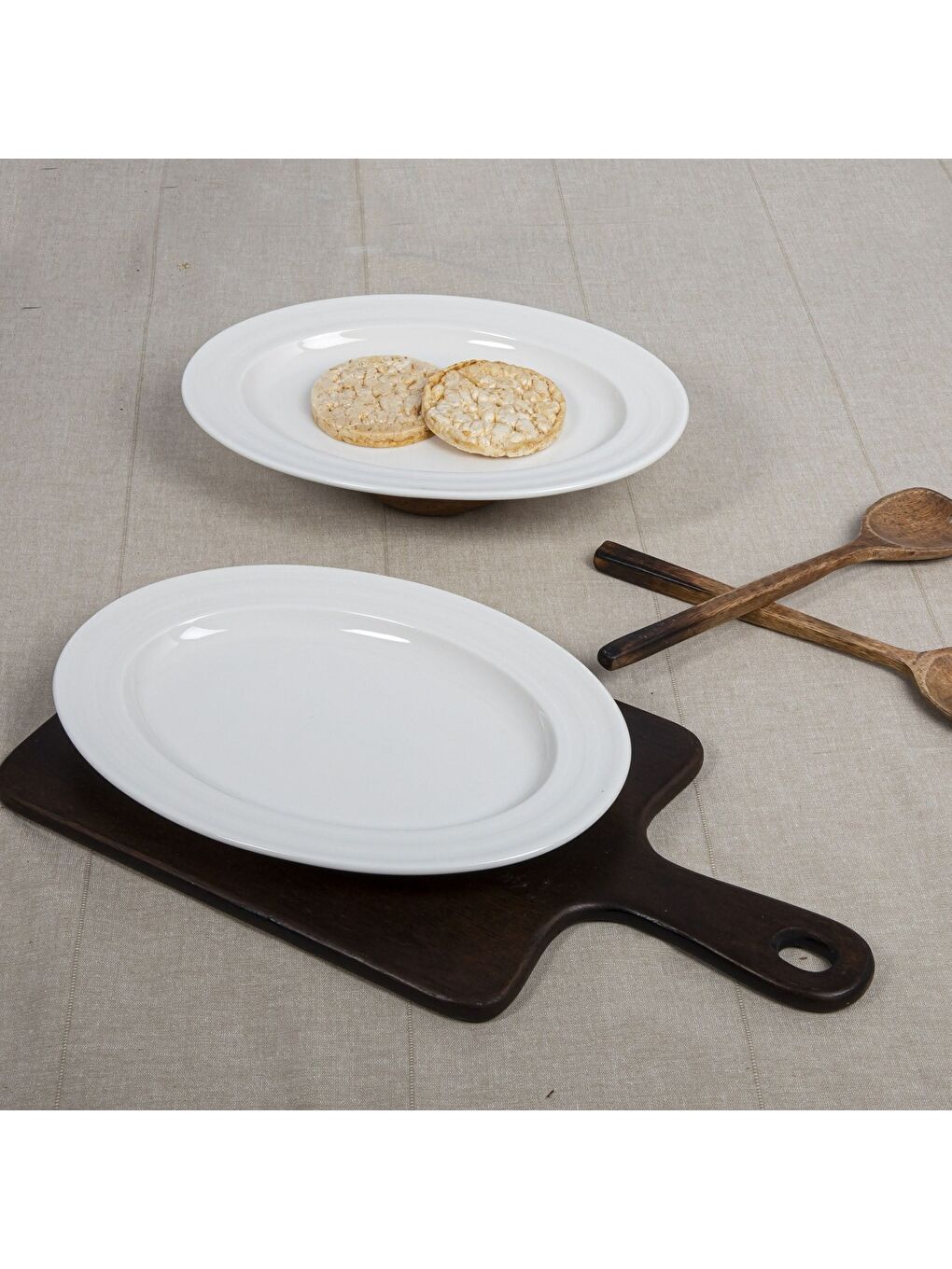 Ekru Lizbon 2 Adet 24 Cm Bone Kayık Tabak-1