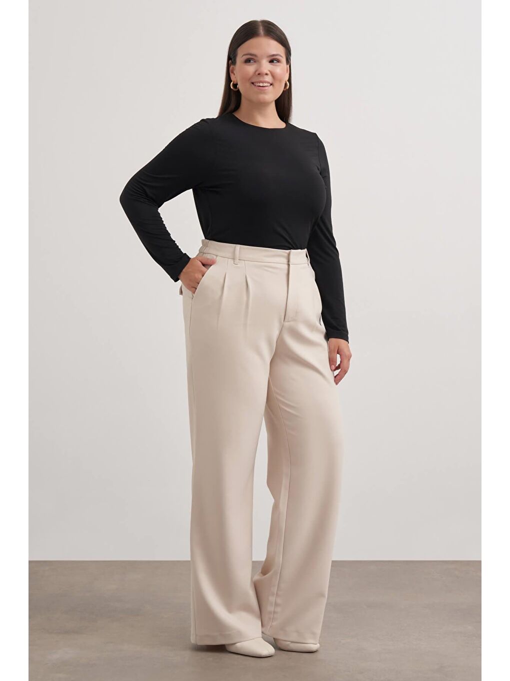 Bej Pilili Cepli Pantolon-1