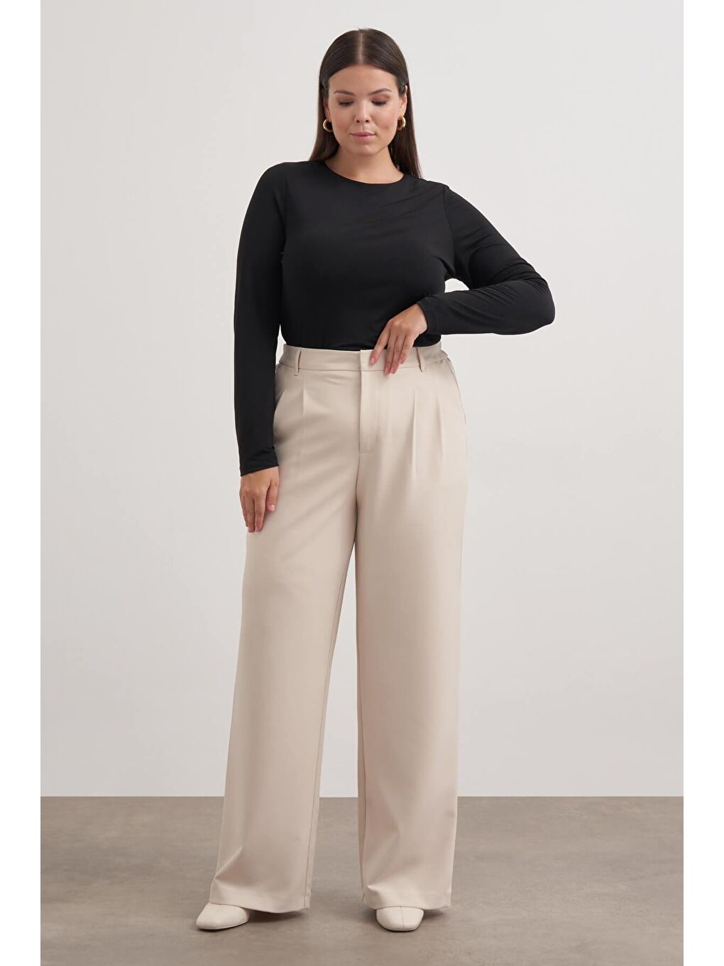 Bej Pilili Cepli Pantolon-2