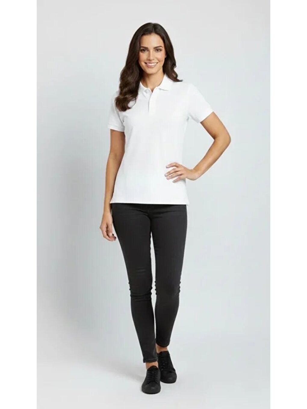 Pike Kumaş Düğmeli Yaka Regular Rahat Günlük Kısa Kol Tişört T-shirt - Beyaz-1