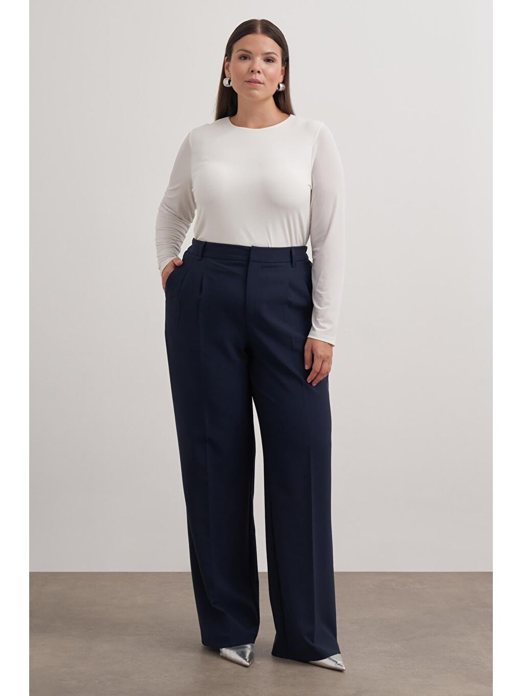 Lacivert Pilili Cepli Pantolon