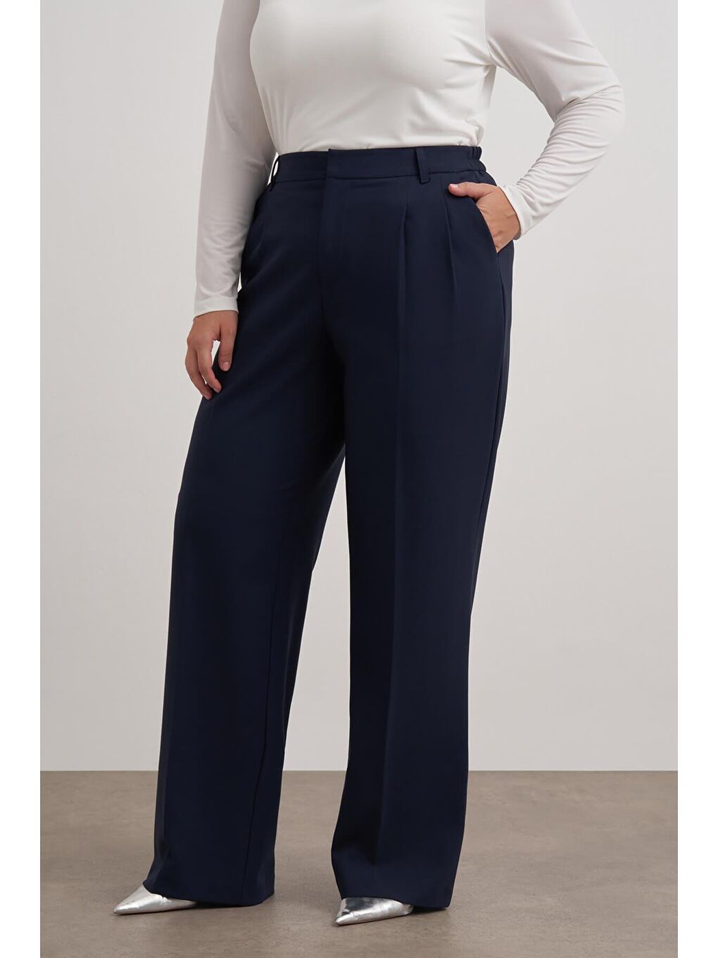 Lacivert Pilili Cepli Pantolon-3