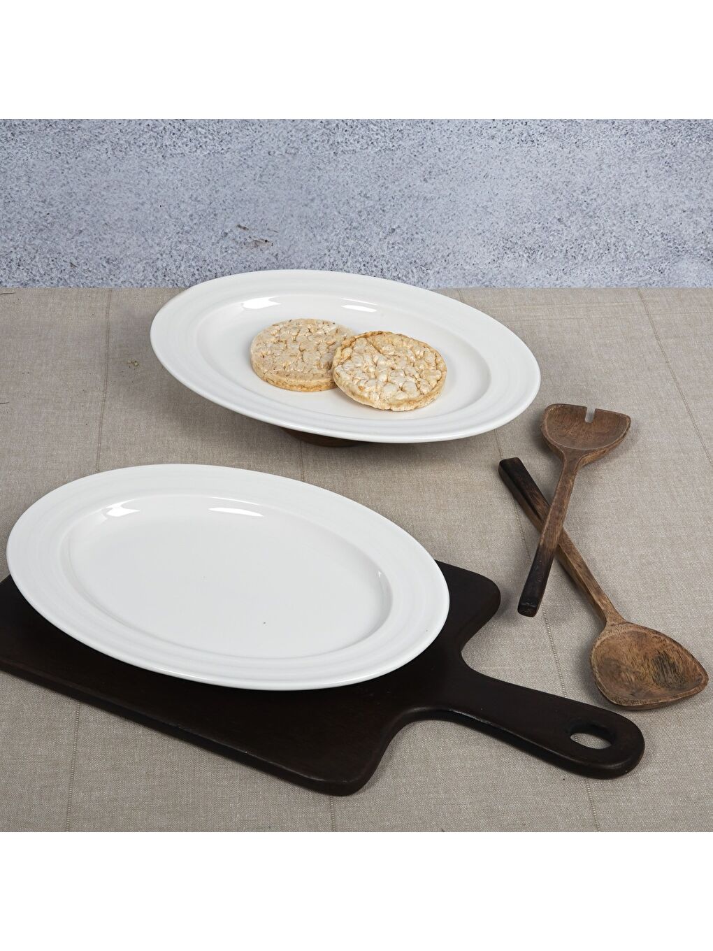 Ekru Lizbon 2 Adet 29 Cm Bone Kayık Tabak-1