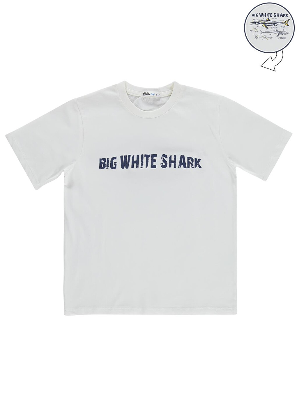Boys Big White Baskılı 10-13 Yaş Tişört - Kırık Beyaz