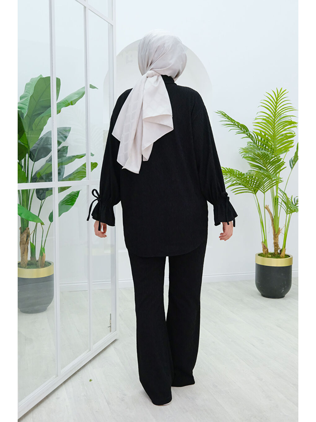 Kol Fırfır Detay Bürümcük İkili Takım Siyah-2