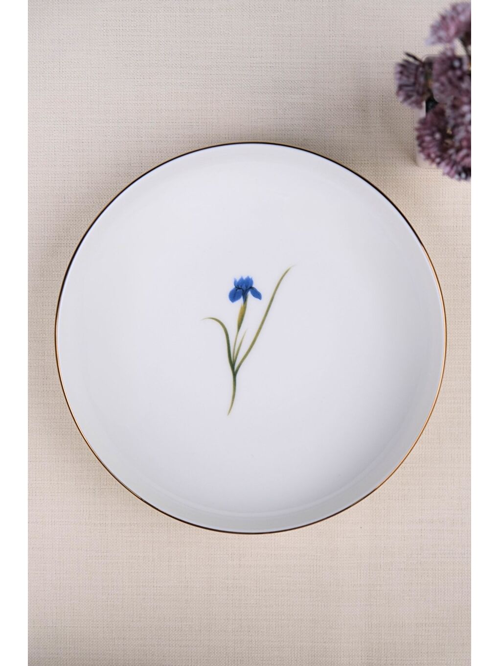 Karışık Porselen Natura İris Altın Yaldız Çukur Tabak 18,50cm 4 lü-1