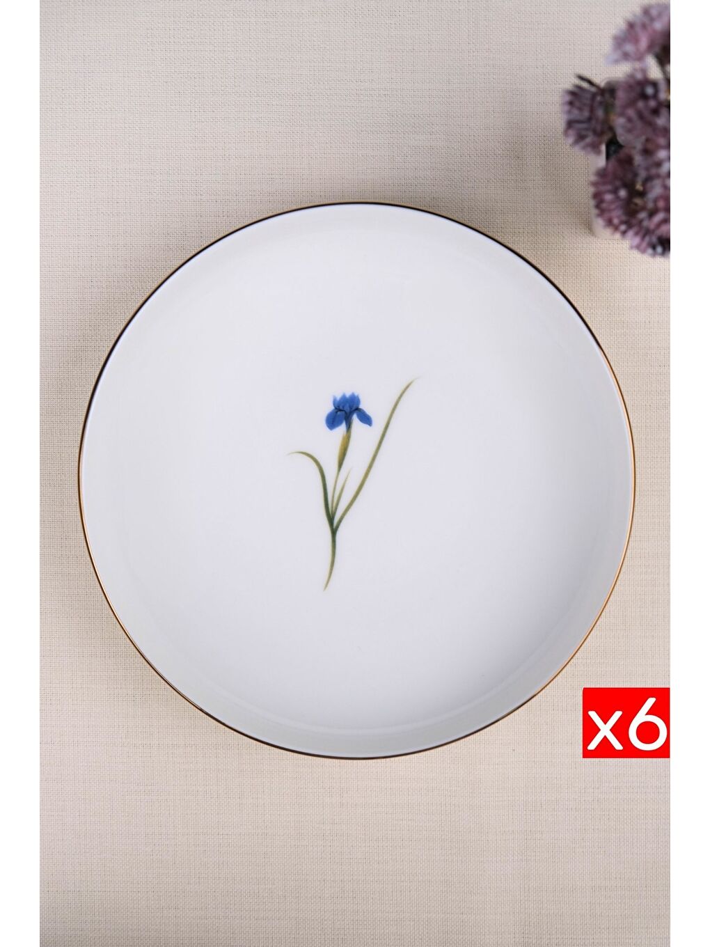 Karışık Porselen Natura İris Altın Yaldız Çukur Tabak 18,50cm 6 lı