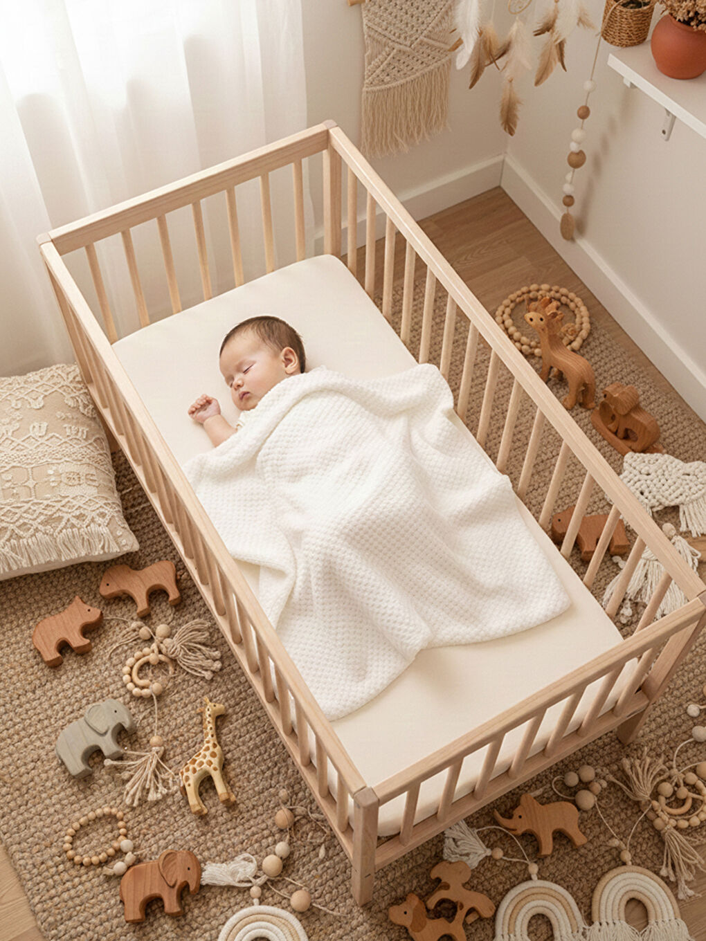 %100 Welsoft Jakarlı Bebek Battaniyesi Ekru-3