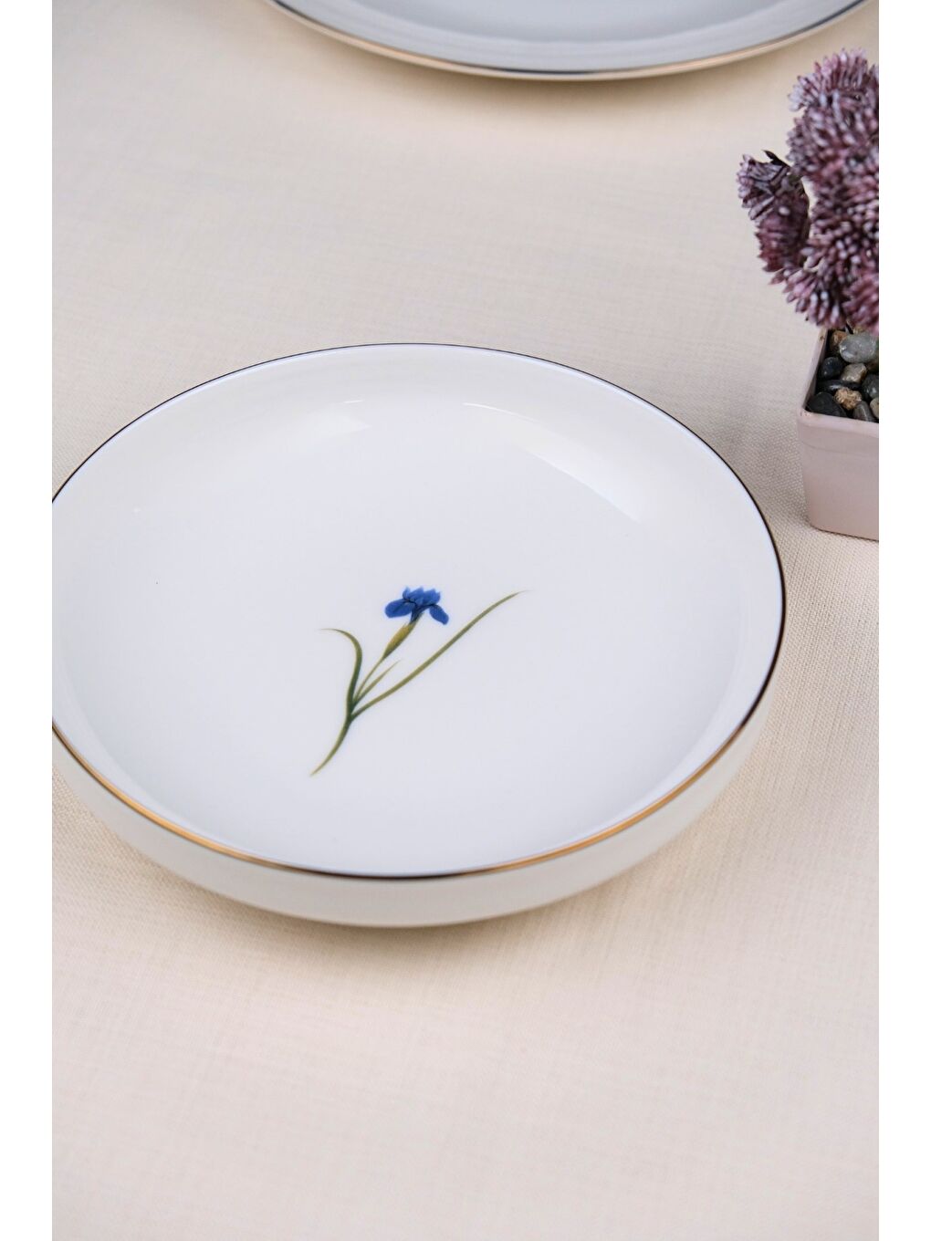 Karışık Porselen Natura İris Altın Yaldız Çukur Tabak 18,50cm 6 lı-3