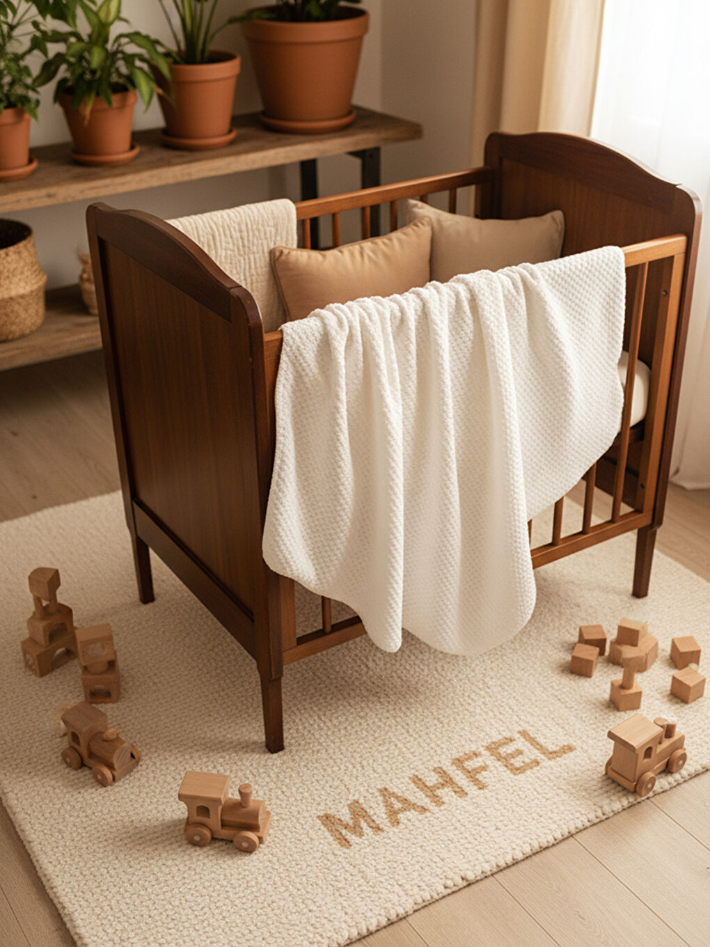 %100 Welsoft Jakarlı Bebek Battaniyesi Ekru-4