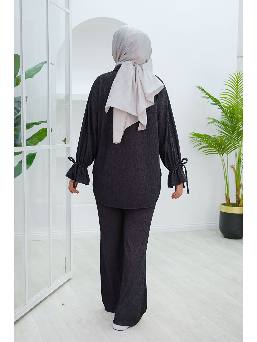 Kol Fırfır Detay Bürümcük İkili Takım Gri-2