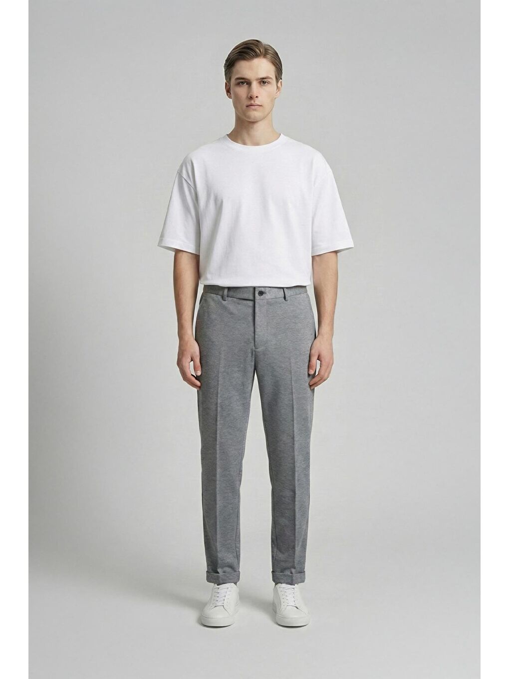 Gri Giotelli Erkek 6 Drop Dokuma Kumaş Pantolon-2