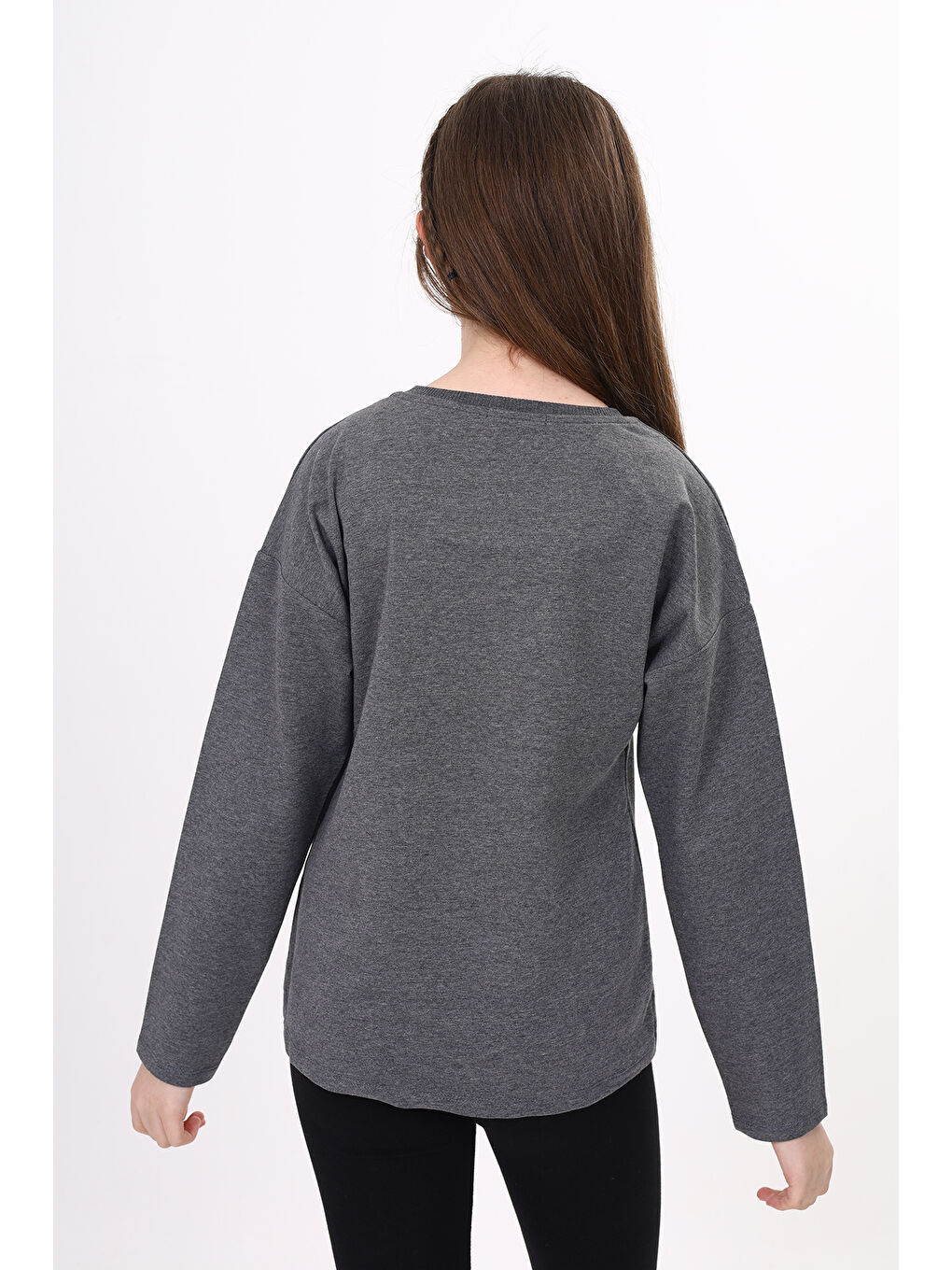 Toontoykids Antrasit Kız Çocuk Cep Üstü Baskılı Sweatshirt - 2