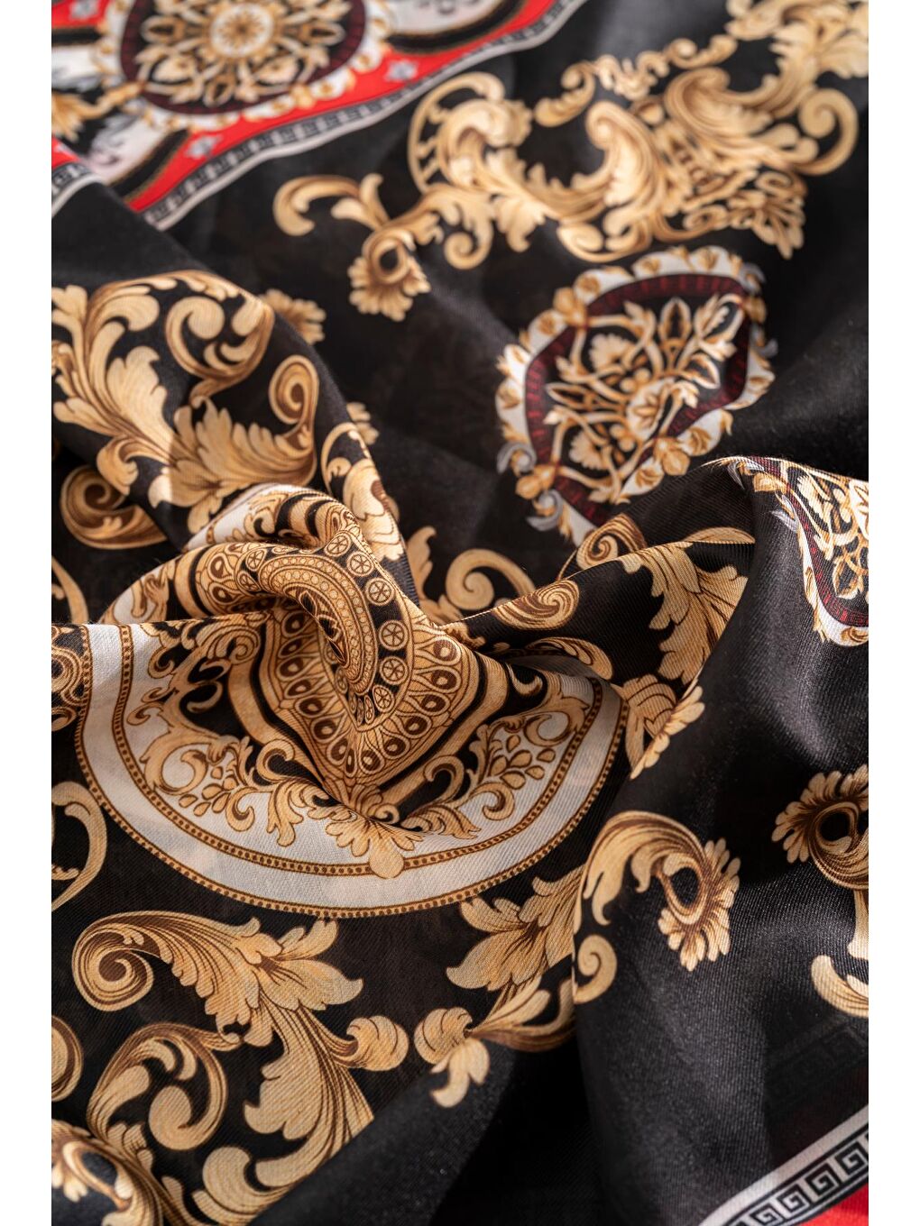 Kırmızı Kadın Etnik Desen Soft Şal Mylasa-2