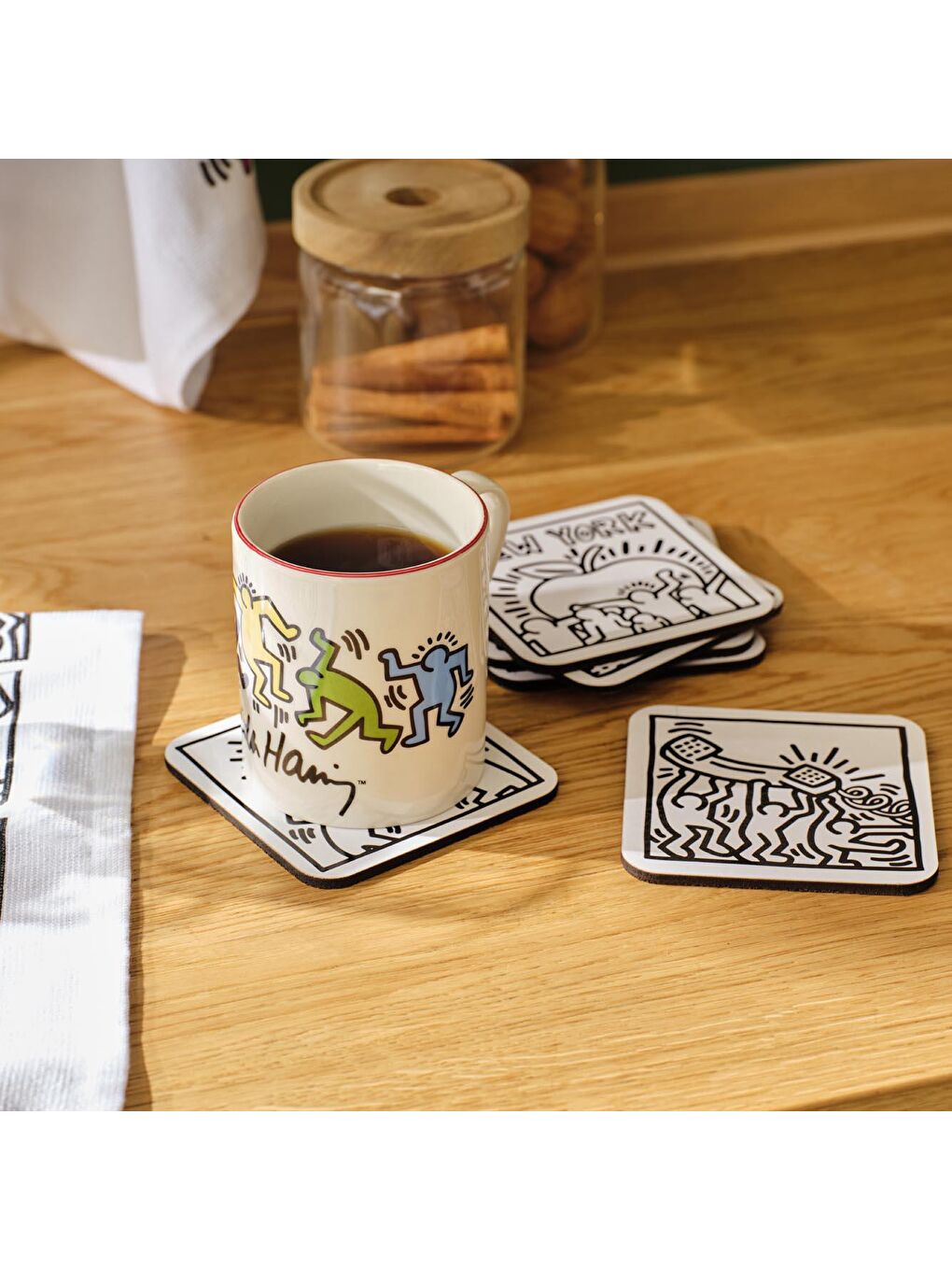Bella Maison Keith Haring 6'lı Bardak Altlığı Siyah - 2