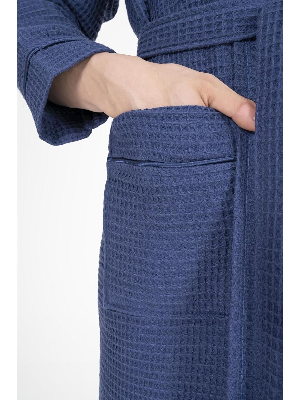 Kaos Serisi Şal Yaka Pike Bornoz Sabahlık Lacivert-2