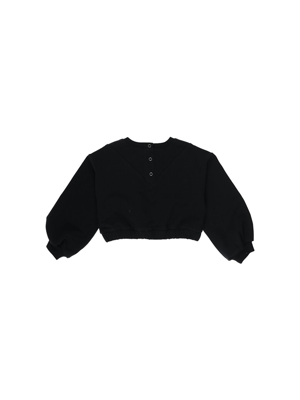 Panço Siyah Kız Çocuk  Kazayağı Desenli Tül Detaylı Sweatshirt - 1