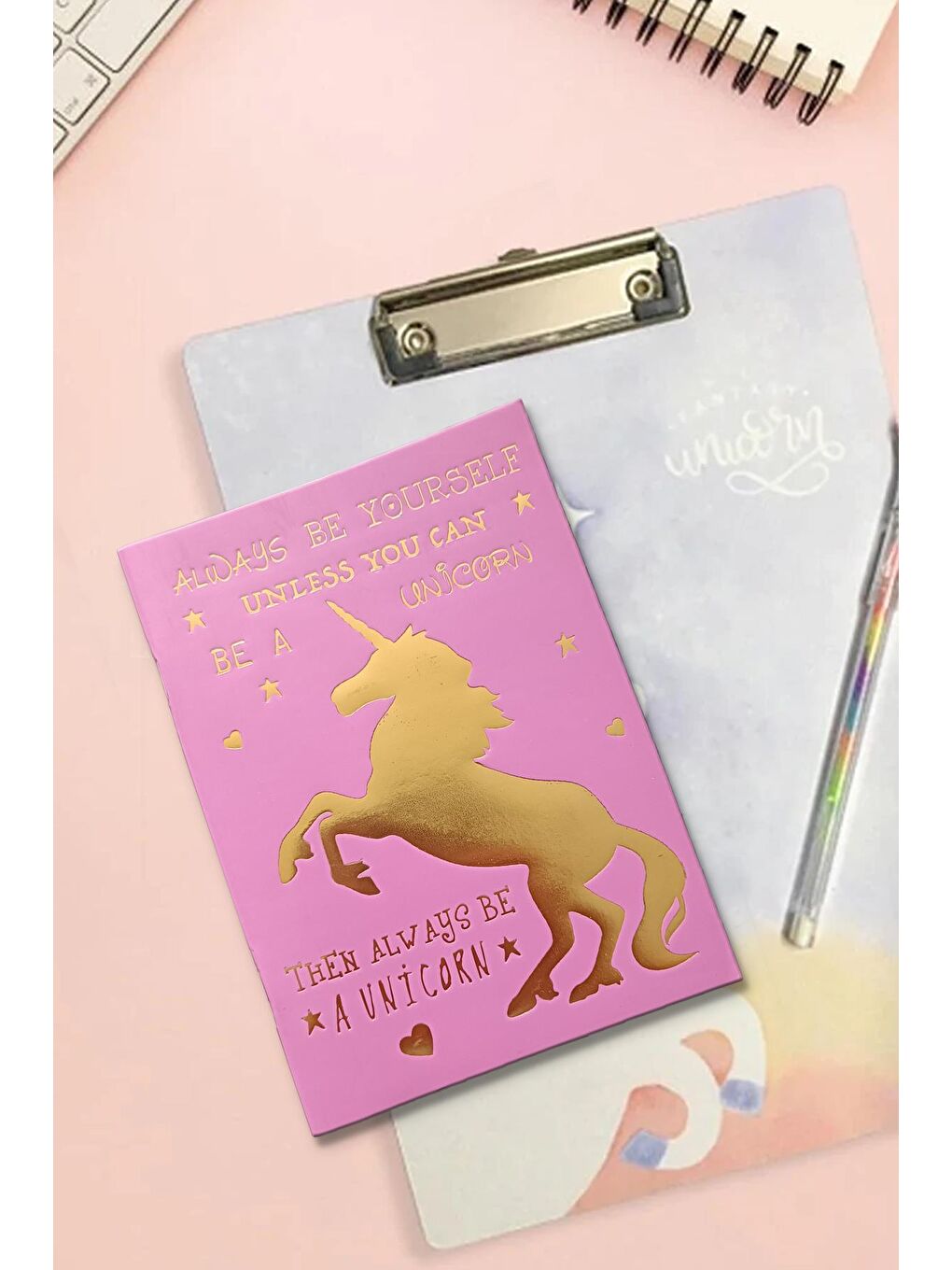 New Obsessions Unicorn Altın çizgisiz Not Defteri