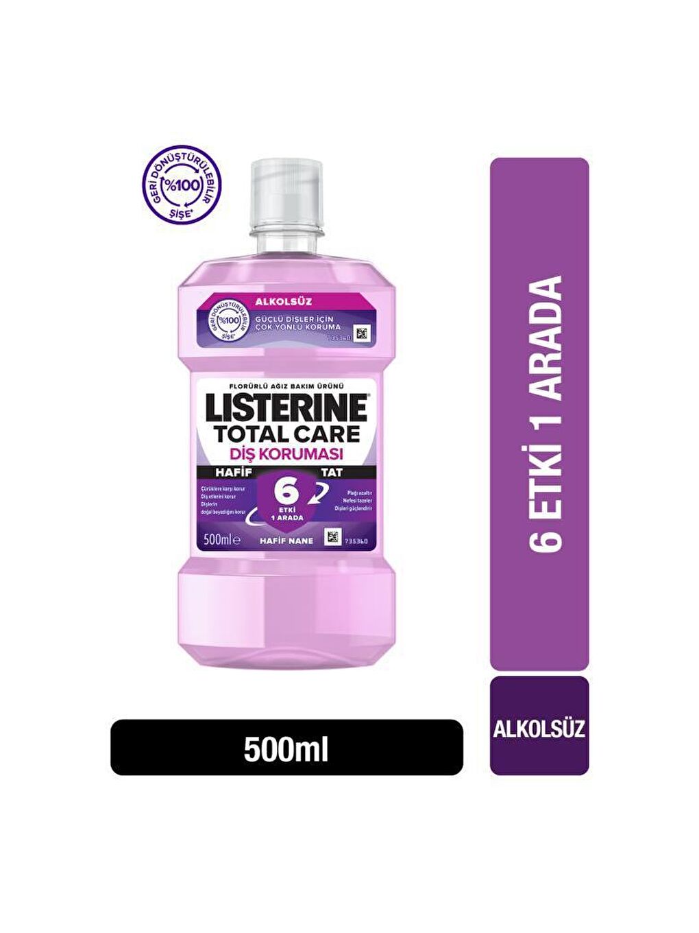 Listerine Renksiz Total Care Hafif Tat Alkolsüz Ağız Bakım Suyu 500ml