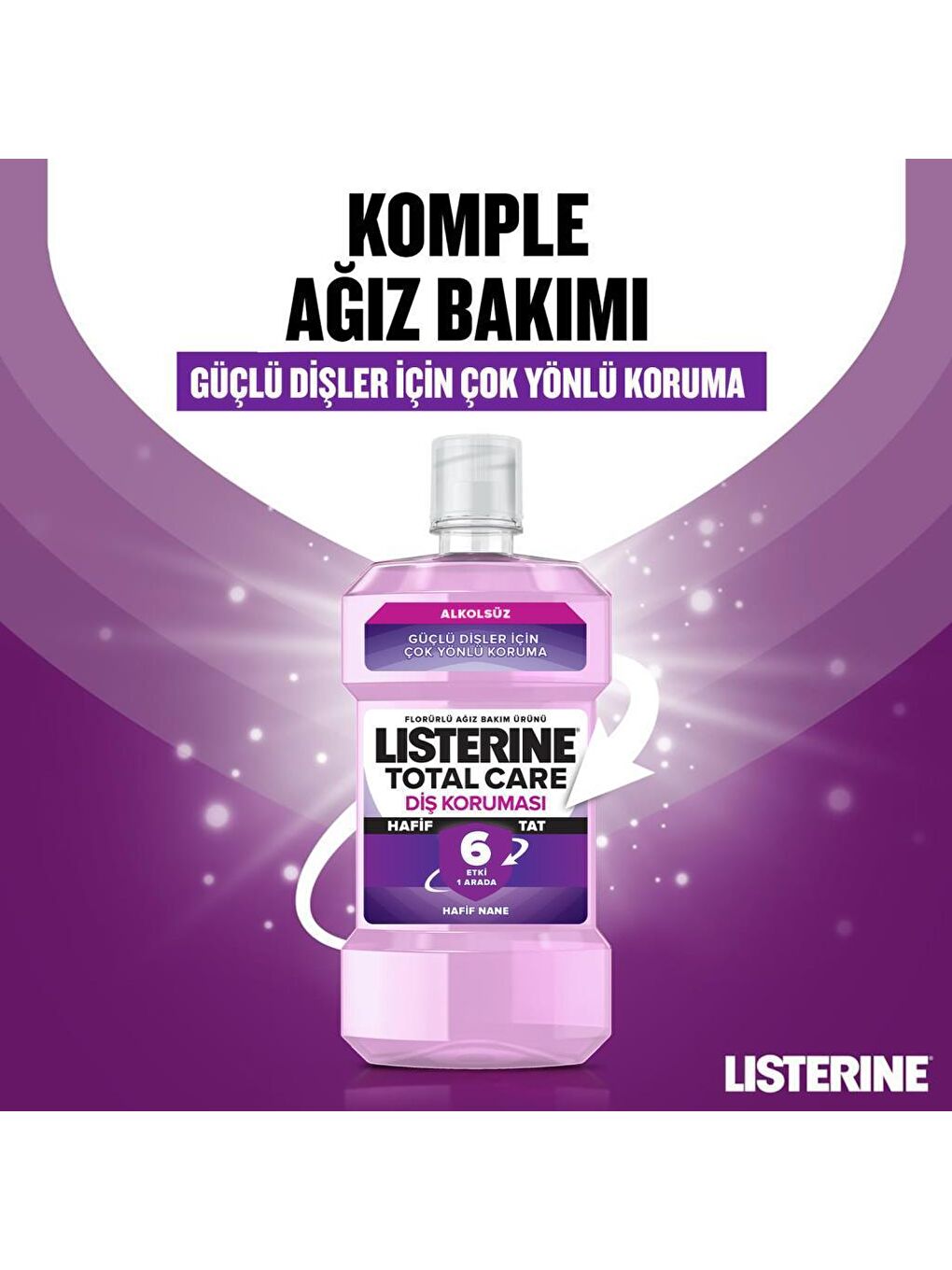 Listerine Renksiz Total Care Hafif Tat Alkolsüz Ağız Bakım Suyu 500ml - 2