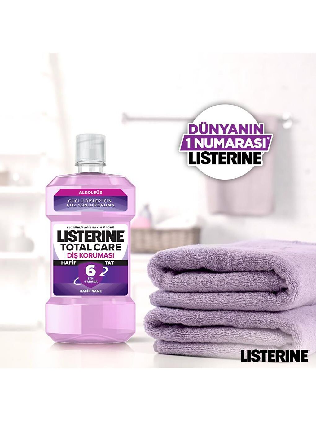 Listerine Renksiz Total Care Hafif Tat Alkolsüz Ağız Bakım Suyu 500ml - 4