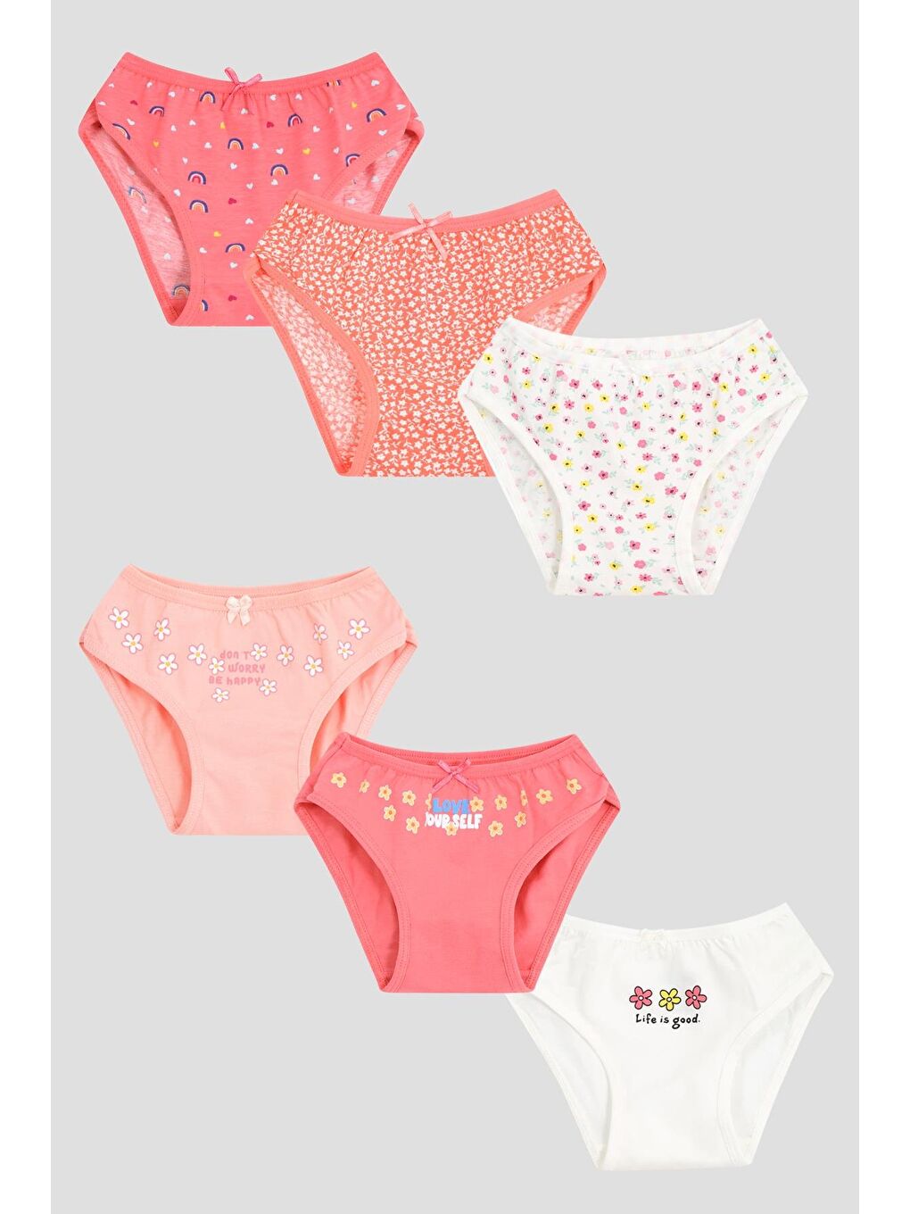 Vitmo Karişik 6'Lı Kız Çocuk Pamuklu Spring & Flower Karışık Slip Külot