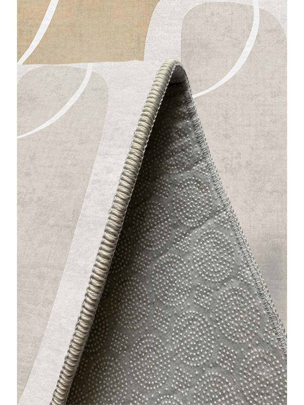 Bej Özel Tasarım, Kaymaz Taban, İnce, Yıkanabilir, Modern Halı WOOKECE1466 180x280-5