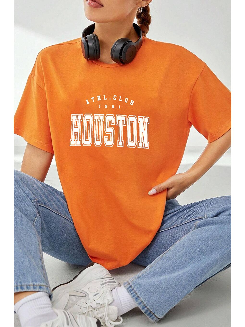 uyguntarz Turuncu Unisex Houston Baskılı T-shirt