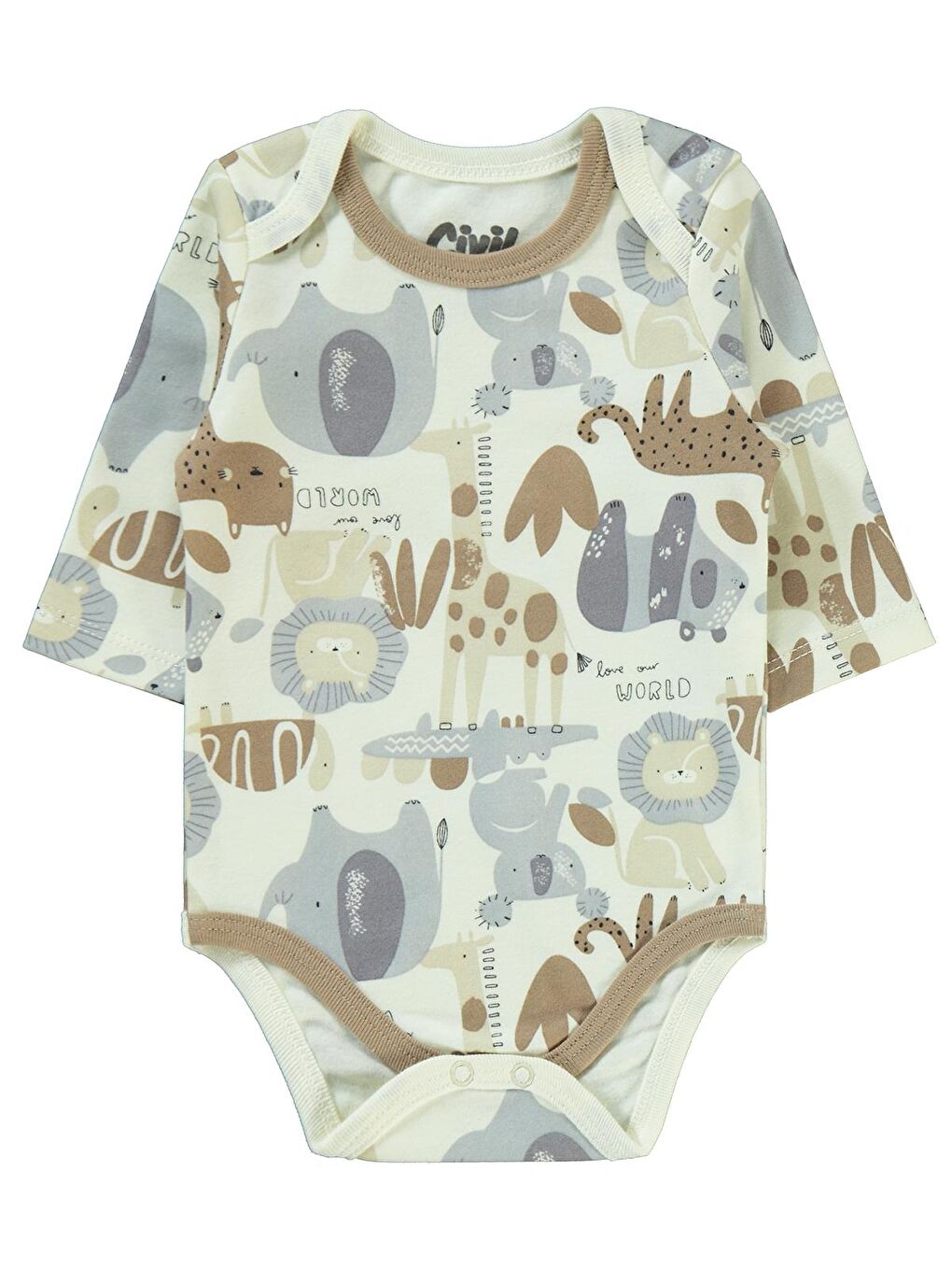 Kahverengi Baby Erkek Bebek 2'li Çıtçıtlı Badi 3-12 Ay Kahve-2