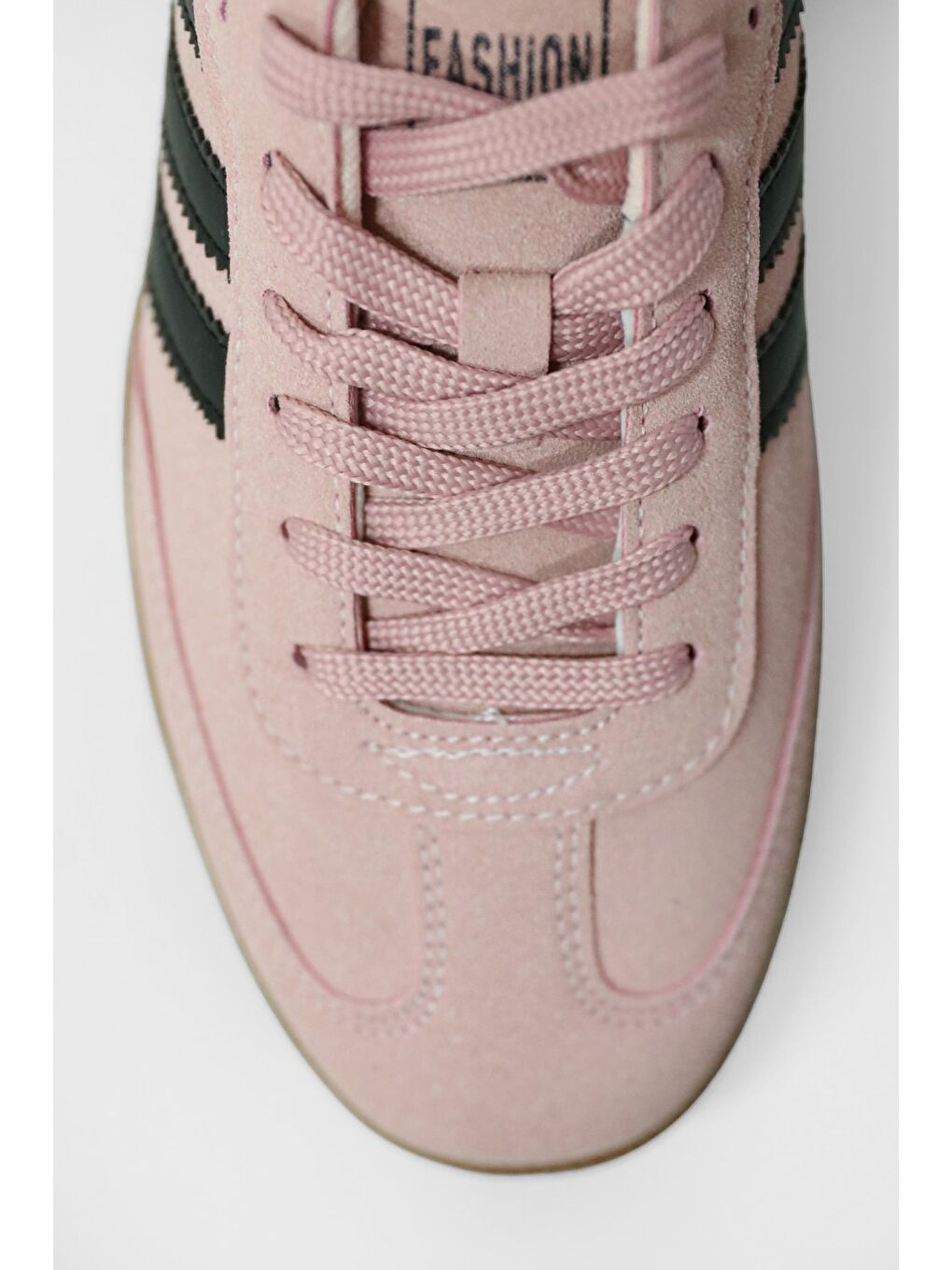 Pembe Yanı Şeritli Bağcıklı Spor Ayakkabı-2