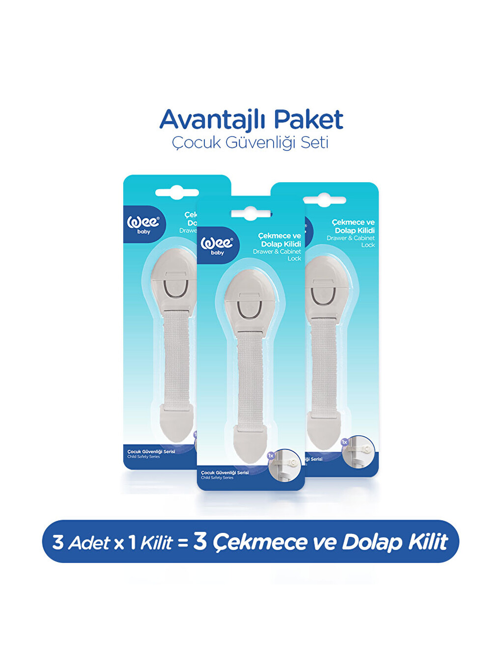 Çekmece ve Dolap Kilidi – Bebek Çocuk Güvenlik Kilidi (3 Adet)-5
