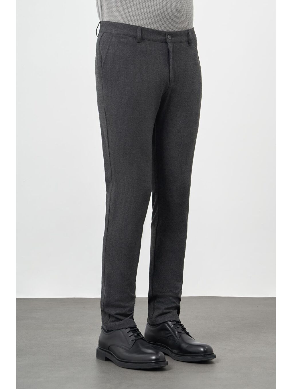Koyu Antrasit Esnek Yandan Cepli Casual Comfort Fit Chino Pantolon 1003245158-2