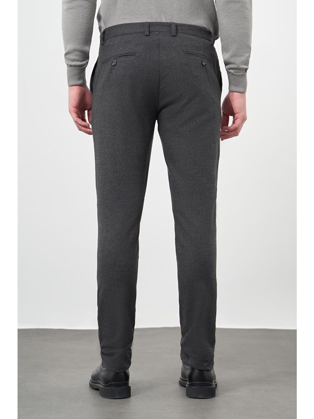 Koyu Antrasit Esnek Yandan Cepli Casual Comfort Fit Chino Pantolon 1003245158-3