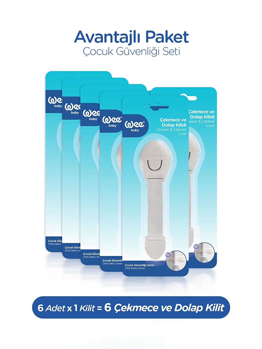 Çekmece ve Dolap Kilidi – Bebek Çocuk Güvenlik Kilidi (6 Adet)-1