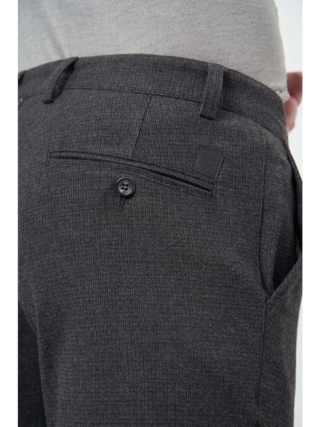 Koyu Antrasit Esnek Yandan Cepli Casual Comfort Fit Chino Pantolon 1003245158-4
