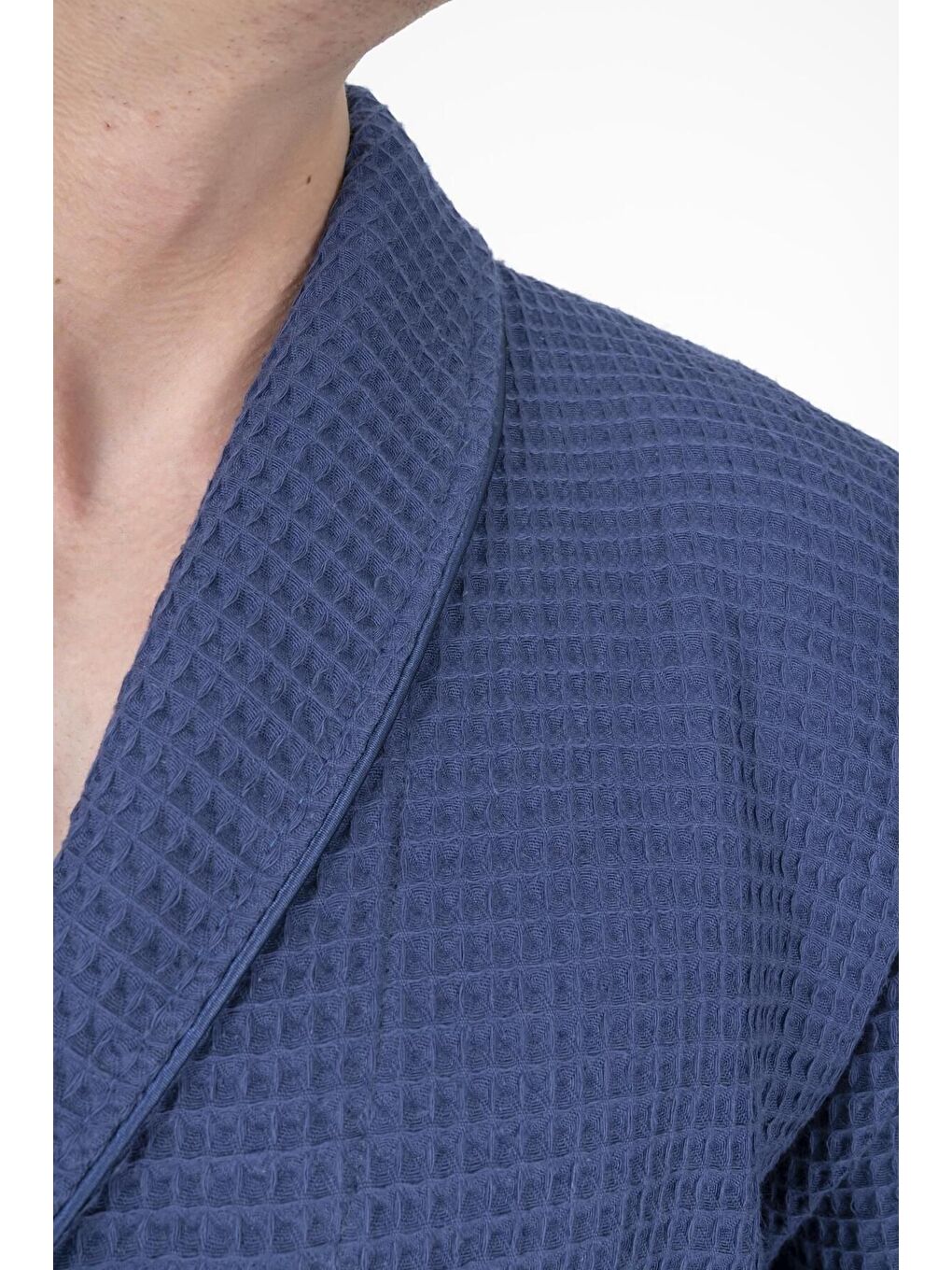 Kaos Serisi Şal Yaka Pike Bornoz Sabahlık Lacivert-1