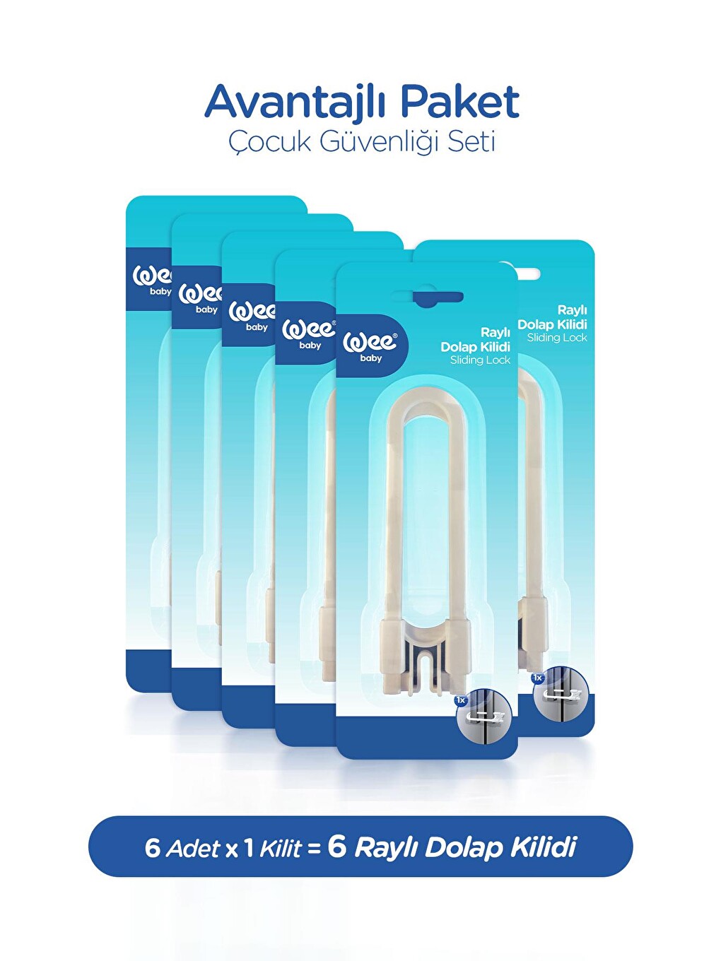 Sürgülü (Raylı) Dolap Kilidi – Bebek Güvenlik Kilidi (6 Adet)-1