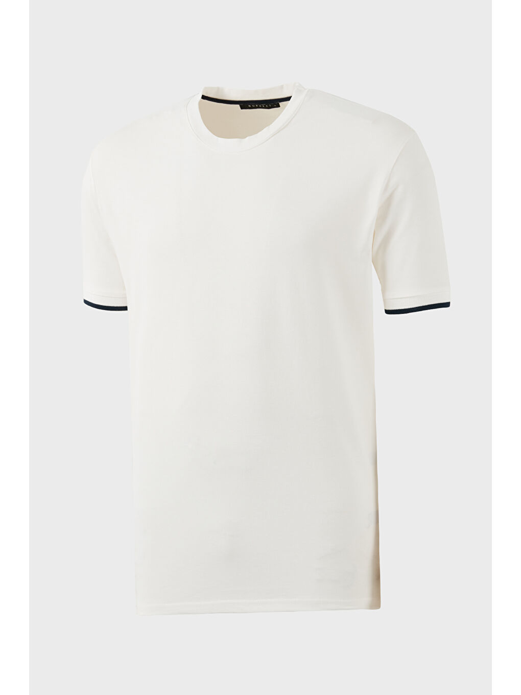 Beyaz Streç Pamuklu Regular Fit Bisiklet Yaka Tişört 5902981-1