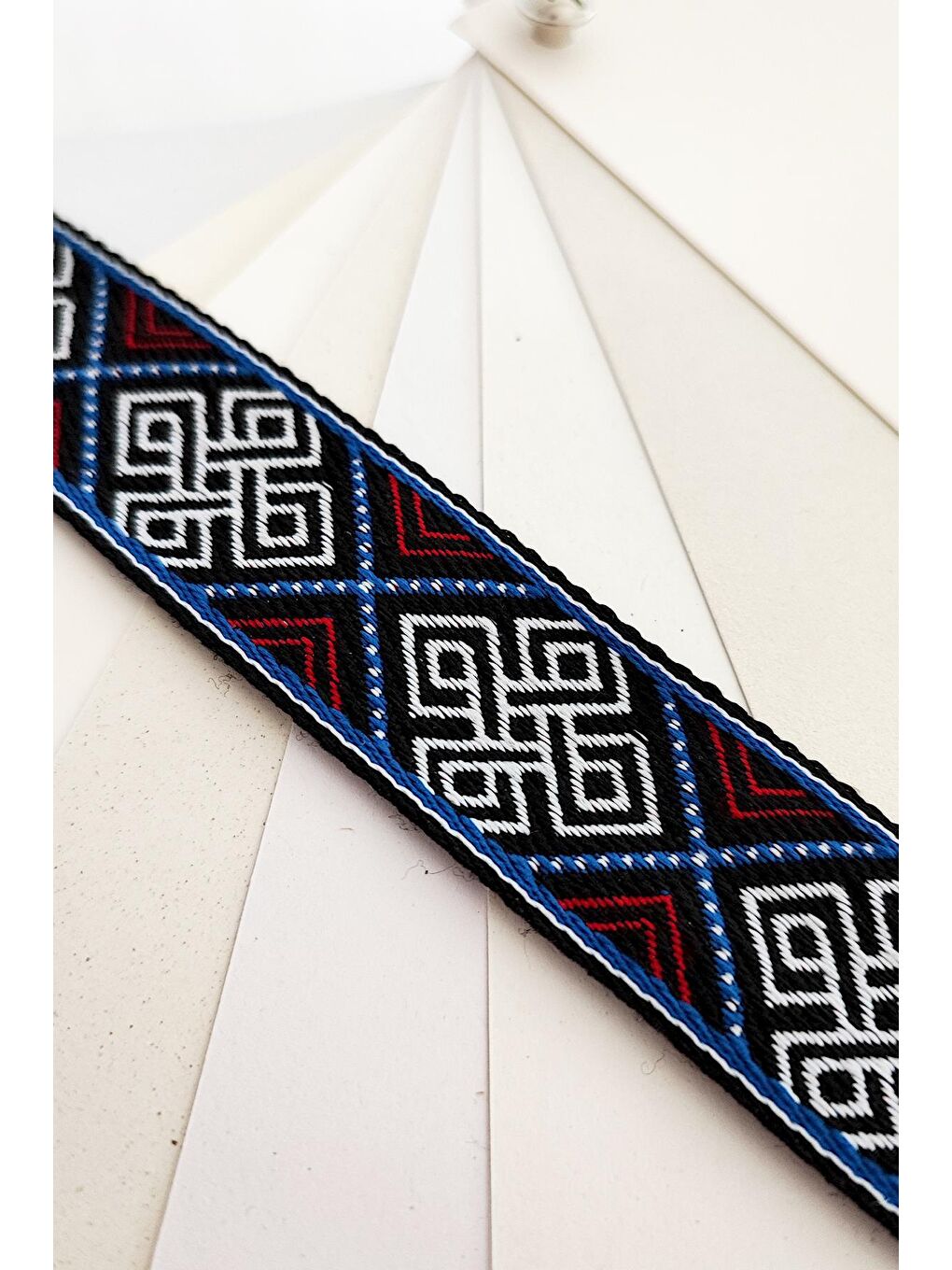 Mavi Dokuma Kumaş Tribal Bileklik-2