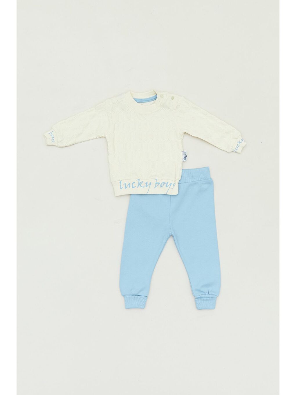 Mavi Yazı Baskılı Bisiklet Yaka Erkek Çocuk Takım